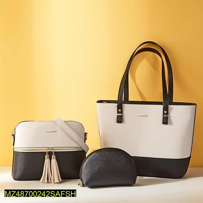 3 pcs women pu leather plain Top Handle Shoulder Bag(Free Delivery) 4