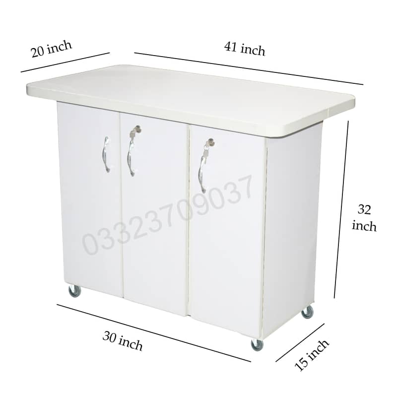 D5 wooden three door iron stand Table White 0