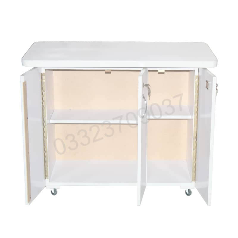 D5 wooden three door iron stand Table White 2
