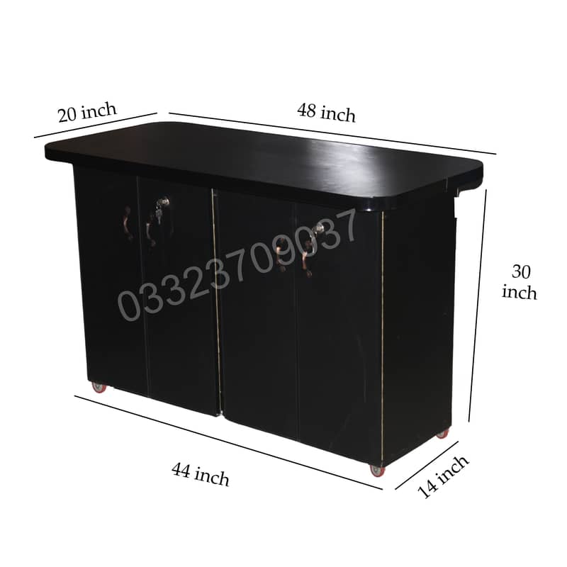 4 feet Wooden Iron stand Table cabinet cupboard iron board Black 0