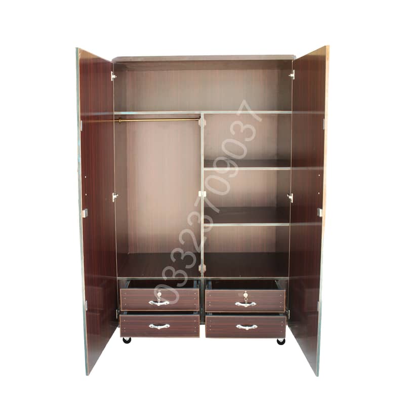 4 drawer 6x4 feet wooden cupboard alamari wardrobe safe cabinet 0