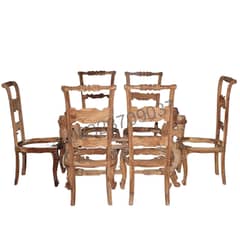 Chinioti pure wood dining table with 6 chairs without polish