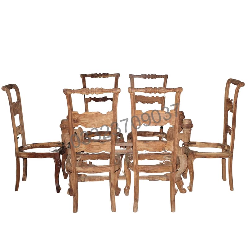Chinioti pure wood dining table with 6 chairs without polish 0