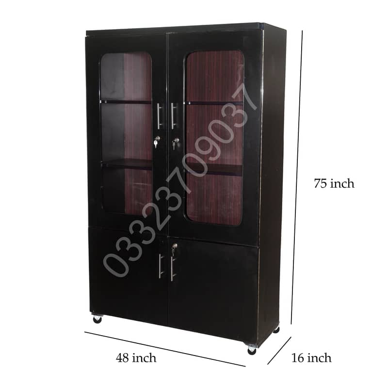 6x4 Feet Glass Door Wooden Showcase Cupboard Wardrobe almari cabinet 0