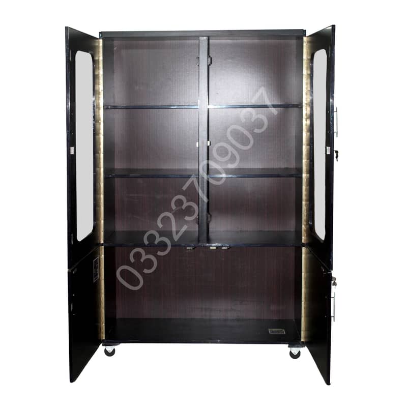 6x4 Feet Glass Door Wooden Showcase Cupboard Wardrobe almari cabinet 1