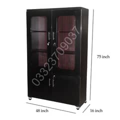 6x4 Feet Glass Door Wooden Showcase Cupboard Wardrobe almari cabinet