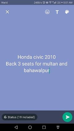 honda civic 2010 back 3 seats for multan and bwp