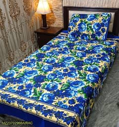 2 pcs cotton printed single bedsheet (Free delivery) 0
