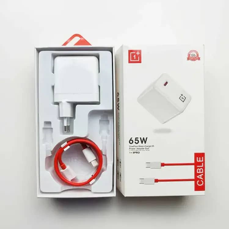 Oneplus 100% OriginalCharger 65W Super Vooc Adapter + Cable PD Warp Ch 1