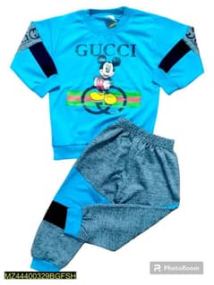 2 Pcs Boy's Stitched Shirt And Trouser Set