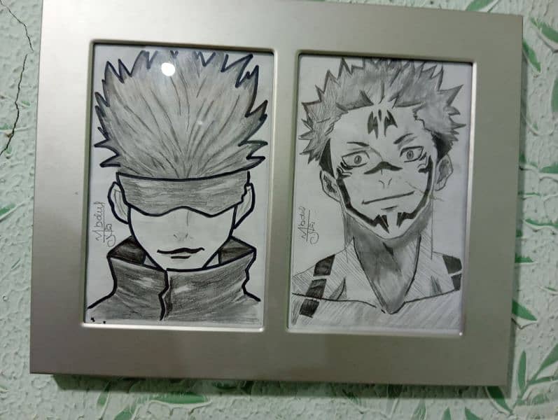 anime sketches with frame 3
