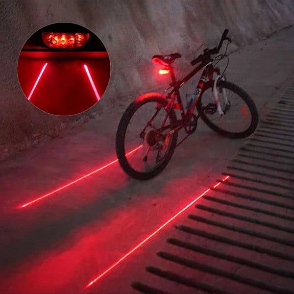 Bicycle Bike LED Lights  2 Lasers 5 LED Waterproof Cycling Tail 2