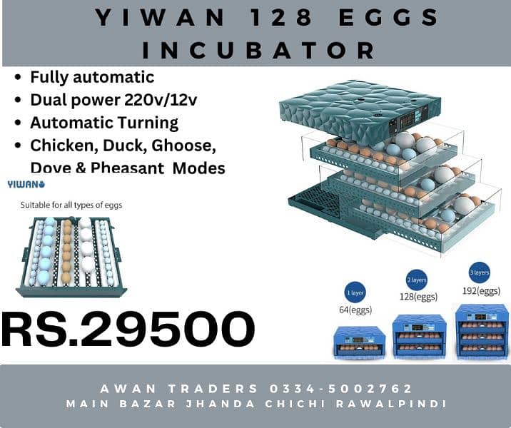 Imported Incubator 20 eggs to 196 eggs 15
