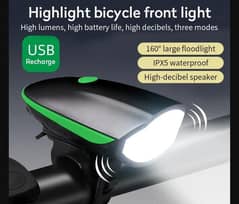 2 in 1 USB Rechargeable Bicycle/Bike Headlight & Bell