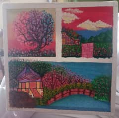 4 pieces hand made acrylic paints on convas board