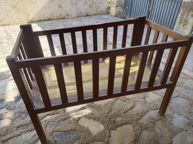 Baby cot made from original shesham wood 1