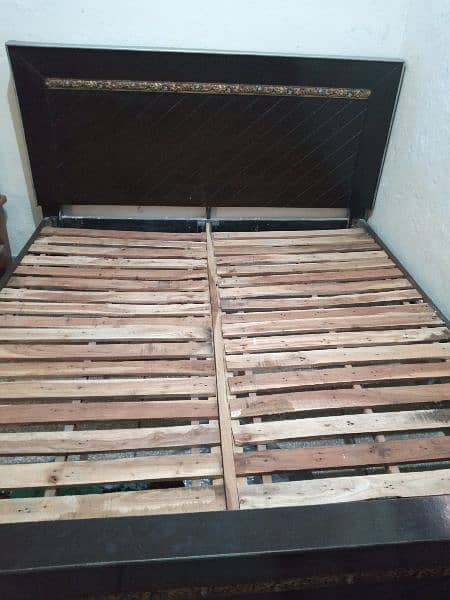 wood king size bed with mattress. 3
