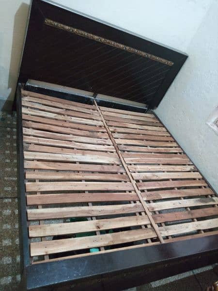 wood king size bed with mattress. 4