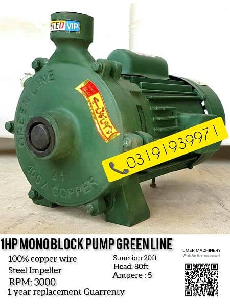 1HP 2HP Mono block Water suction pump motor / Monoblock Water Pump 1