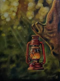 Lantern oil painting , size 16×20cm 0