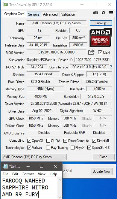AMD Sapphire Nitro R9 FURY Trix OC+ 4GB GDDR5 DX12 gaming graphic car 9