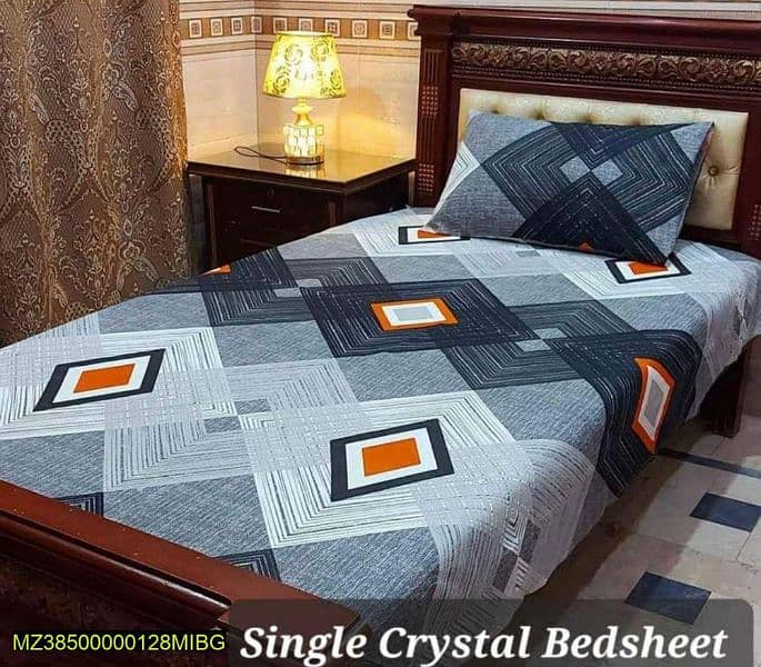 4 Pcs crystal cotton printed single bedsheet sell all PK free delivery 0