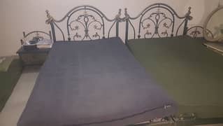 2 Iron Beds Set (2 Mattres, 2 Side Tables, Drawing Table, Iron Sofa)