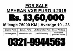 MEHRAN VXR EURO II 2018 Lahore Registered AC Genuine