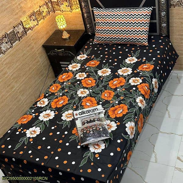 3 Pcs cotton printed single bedsheet(Free delivery all Pakistan) 0