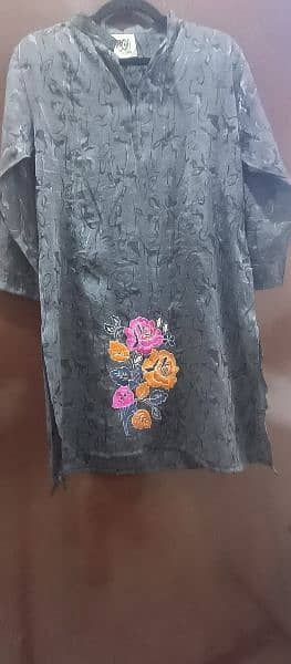 stitched kurti on fancy fabric 0