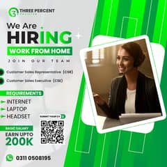 Work From Home with basic salay and bonus