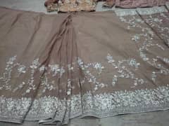 URGENT SALE. . . Brown Embroidered organza net Saree one time use only 0