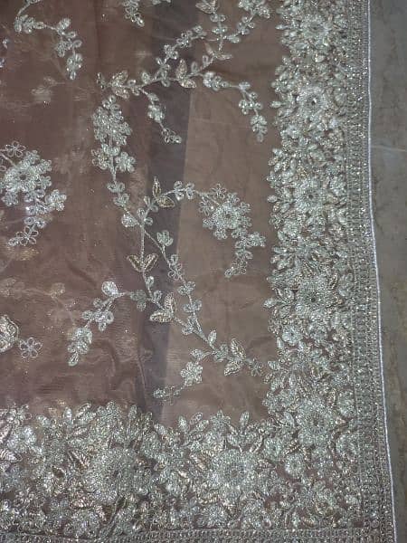 URGENT SALE. . . Brown Embroidered organza net Saree one time use only 2