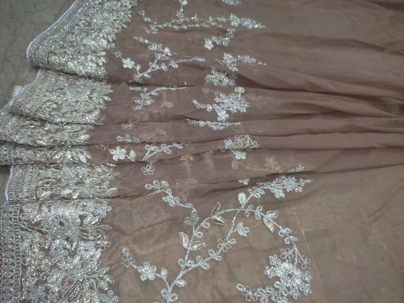 URGENT SALE. . . Brown Embroidered organza net Saree one time use only 4