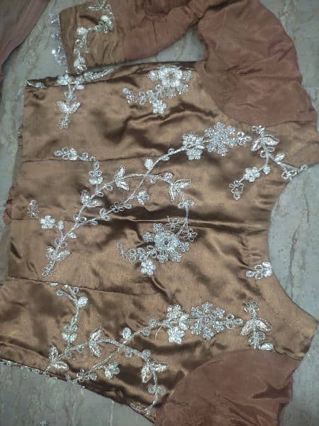 URGENT SALE. . . Brown Embroidered organza net Saree one time use only 6