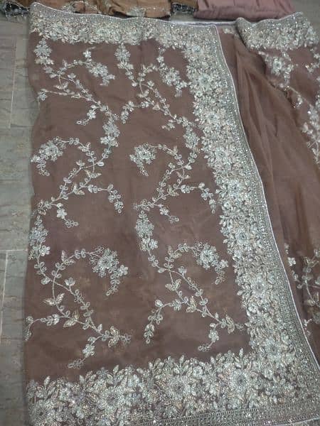 URGENT SALE. . . Brown Embroidered organza net Saree one time use only 12