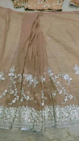 black frock and Brown Embroidered organza net Saree one time use only 15