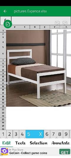 minimalistic iron single bed.