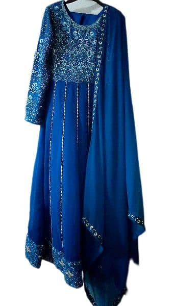 Blue Embroidered Full Maxi 2