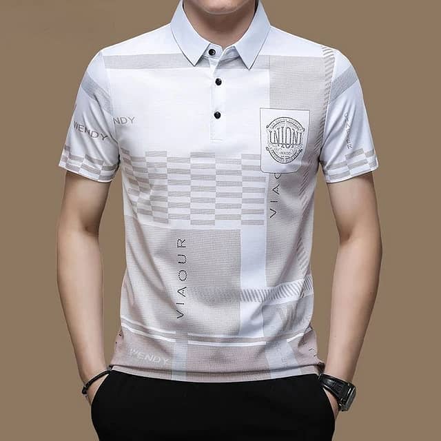 Men's Polo Shirt Business Casual Summer Short Sleeves Tops Pattern 2