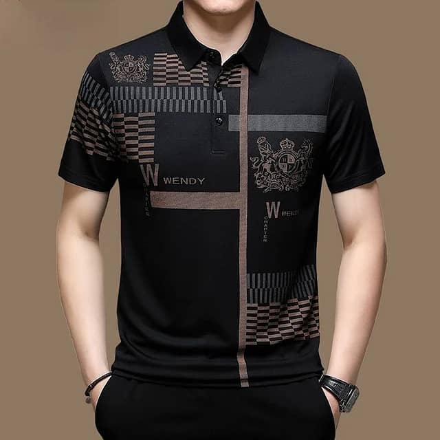 Men's Polo Shirt Business Casual Summer Short Sleeves Tops Pattern 5