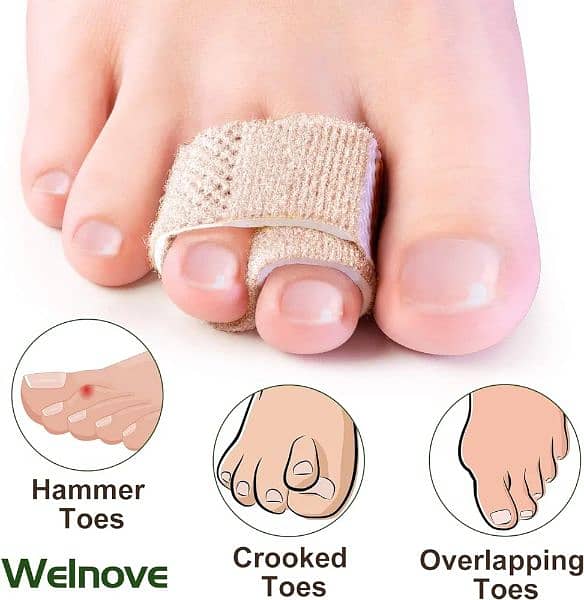 Welnove 6Pcs Hammer Toe Wraps, Broken Toe Splints 2