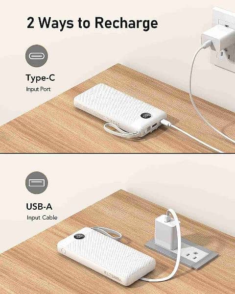 Veektomx Power Bank with Built in Cables 10000mAh 3