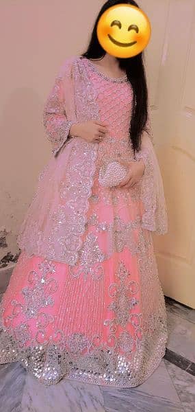 Maria B Pink Maxi heavy embroidered Bridal, Walima dress Party wear 0