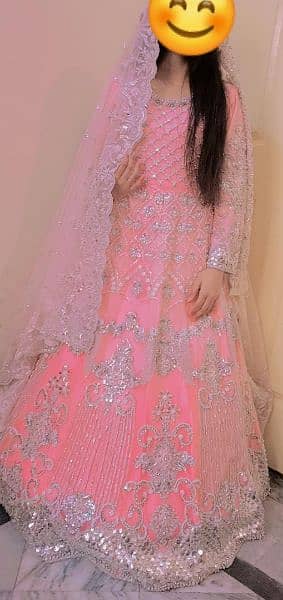 Maria B Pink Maxi heavy embroidered Bridal, Walima dress Party wear 1