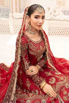 Maria B | Bridal Lehenga Choli | Deep Red | Wedding Dress