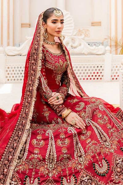 Maria B | Bridal Lehenga Choli | Deep Red | Wedding Dress 1