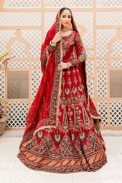Maria B | Bridal Lehenga Choli | Deep Red | Wedding Dress 2