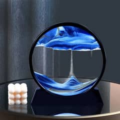 3D Moving Sand Art Picture Round Glass Deep Sea Sandscape Hourglass 0