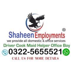 maid hiring agency in Lahore we provide Cook maid driver etc 24/7 0